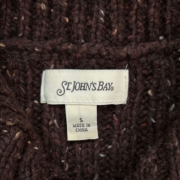 St. John's Bay Brown Flecked Cable Knit Button Down Cardigan Vest, Size Small - Picture 7 of 8